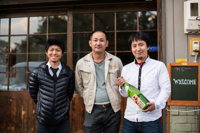 Maeda Mizuguchi Kondo Standing Outside Niseko Sake Brewery