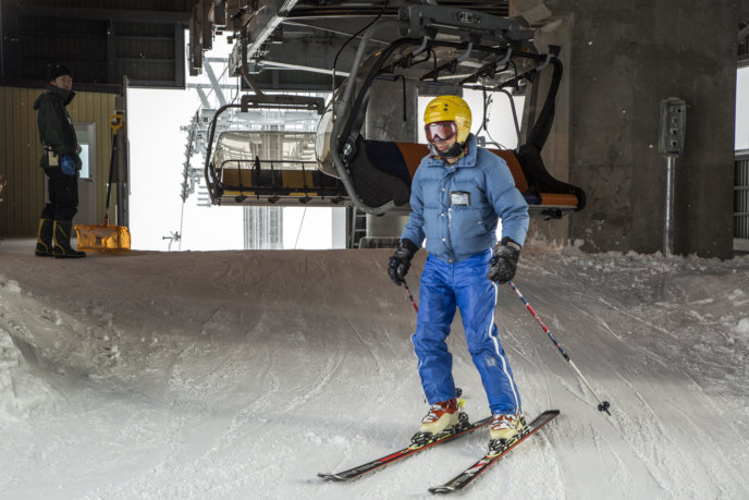 Skier at King Quad Lift #3 Grand Hirafu