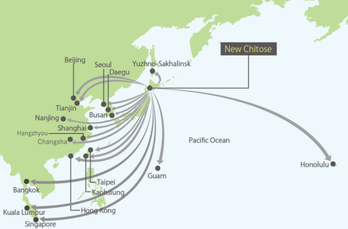 New Chitose Airport International Flight Map