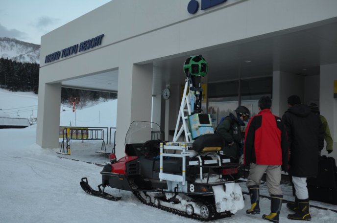 Google snowmobile in Niseko capturing Street View images
