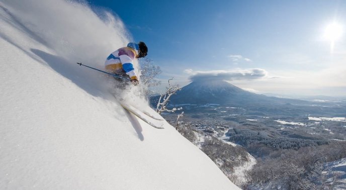 Powder Skier With Yotei In The Background