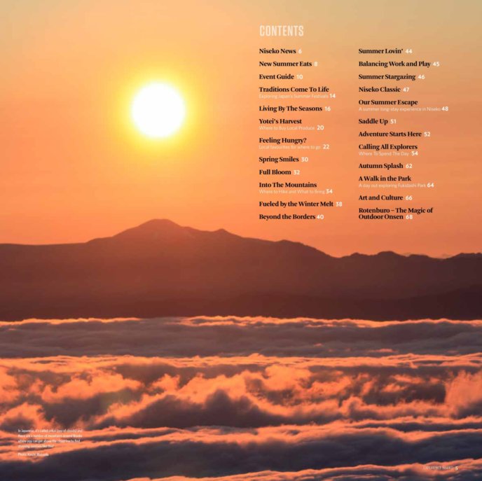 Table Of Contents Experience Niseko Summer 2017