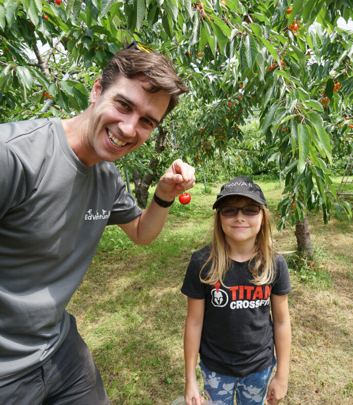 Tim King Edventure Picking Local Cherries