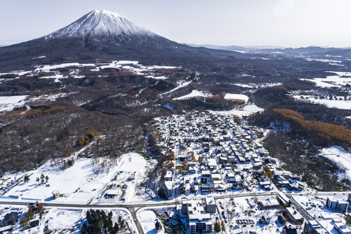 Drone Shot Whole Village With Snow