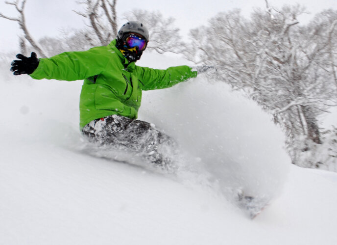 Green Snowboarder Winter Awesome Powder