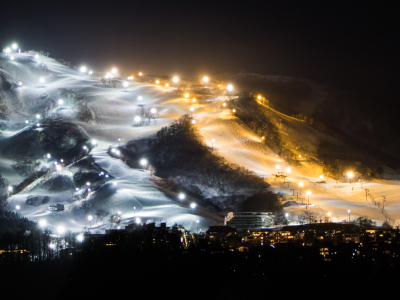 Night Ski Lights Grand Hirafu 01 24 18 2