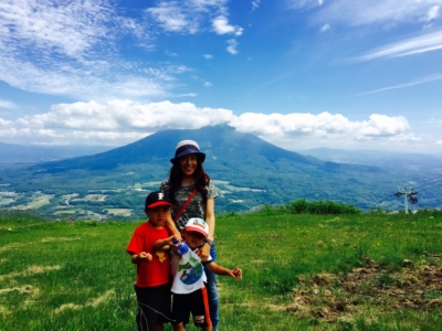 Yuko And Her Two Sons With Yotei In Back