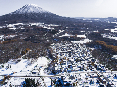 Drone Shot Whole Village With Snow
