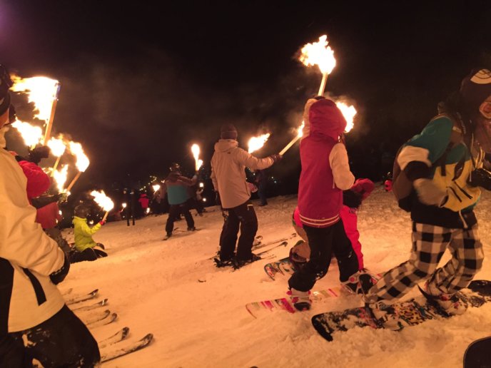 Torchlight skiing